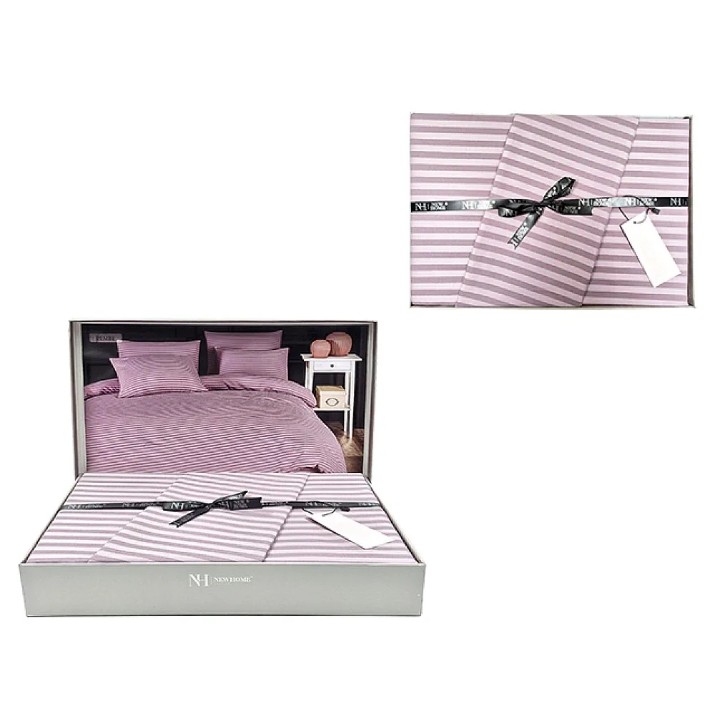 Lenjerie de pat Newhome Stripe Satin Pink (53380.6)