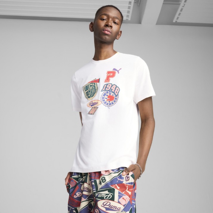 Tricou bărbătesc Puma Wardrobe Ess Sports Legacy Front Graphic Tee Puma White, s.S
