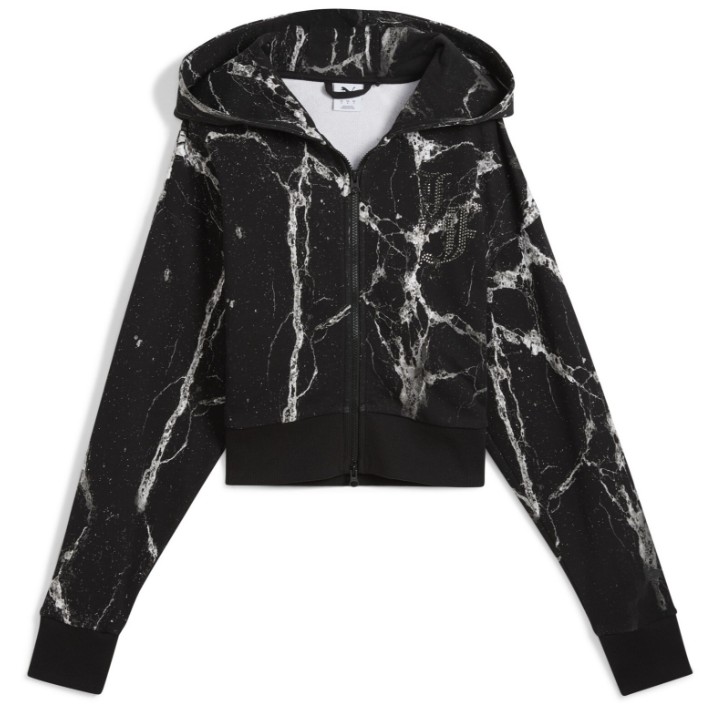 Женская толстовка Puma Hoops X Lafrance Written In Chrome Crop Hoodie Puma Black/White Aop, s.M