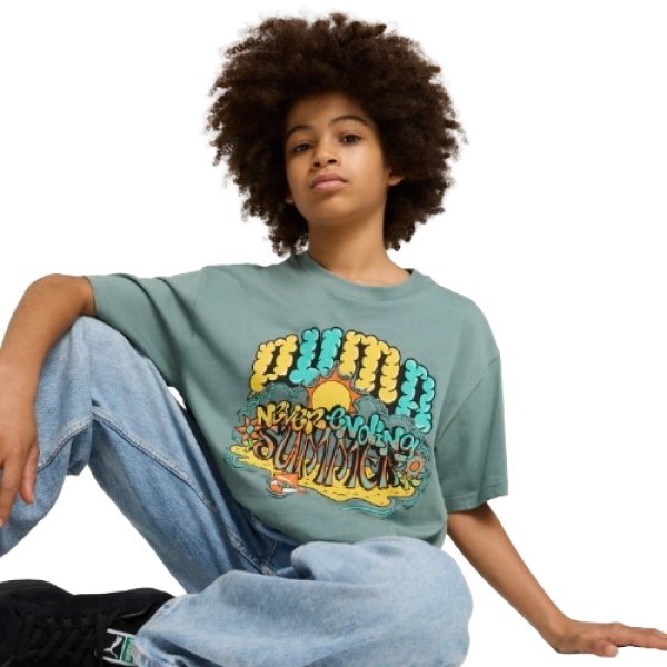 Детская футболка Puma Graphics Puma Tee III B Green Moon, s.140