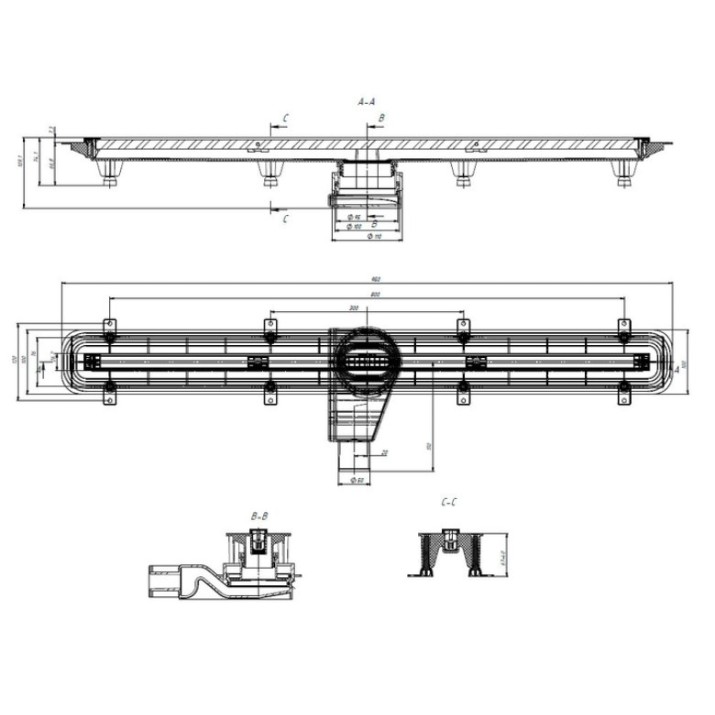 Rigolă de duș Waterway Stripe WSL900001
