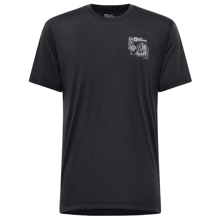 Tricou bărbătesc Jack Wolfskin Vonnan Graphic T M Explore Phantom, s.XXL