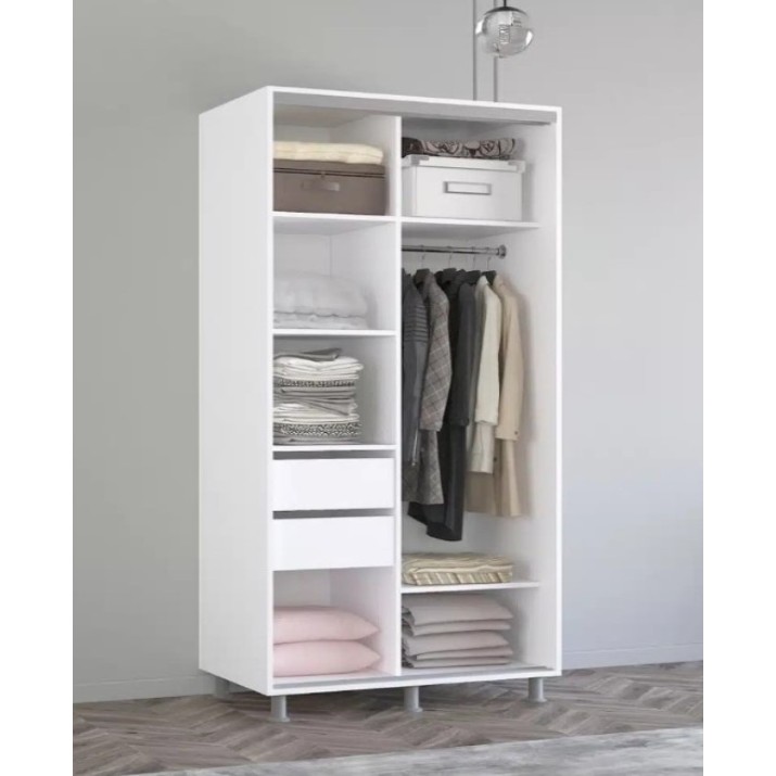 Dulap cu uşi glisante Mobildor-Lux Aron with Lamellas 130x240 White/Oak Sonoma (00010382)