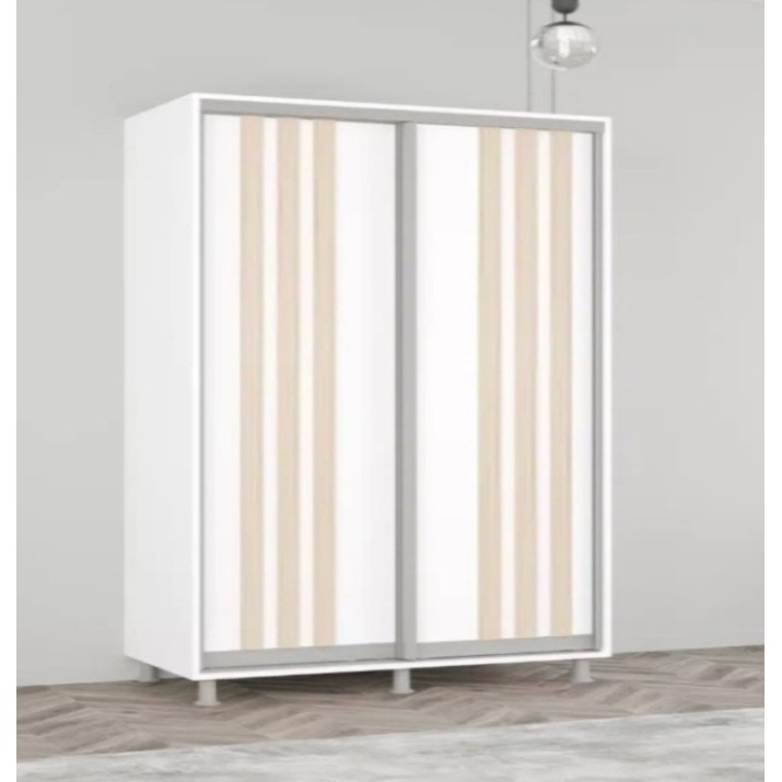Dulap cu uşi glisante Mobildor-Lux Aron with Lamellas 190x220 White/Oak Sonoma (00010368)
