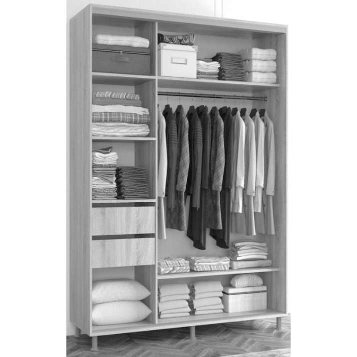 Dulap cu uşi glisante Mobildor-Lux Aron with Lamellas 170x210 Anthracite/White (00010405)