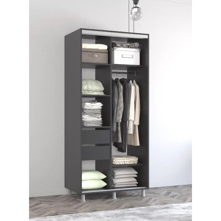 Dulap cu uşi glisante Mobildor-Lux Aron 100x200 Anthracite (aron493) K1