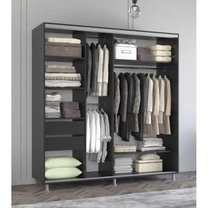Dulap cu uşi glisante Mobildor-Lux Aron 230x230 Anthracite (aron899) K2