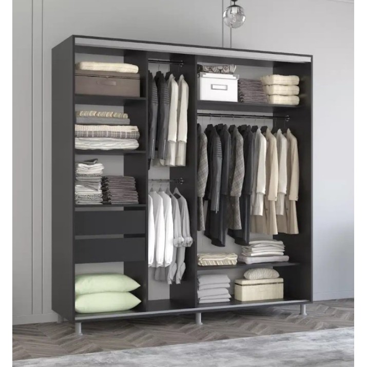 Dulap cu uşi glisante Mobildor-Lux Aron 210x230 Anthracite (aron1619) K3