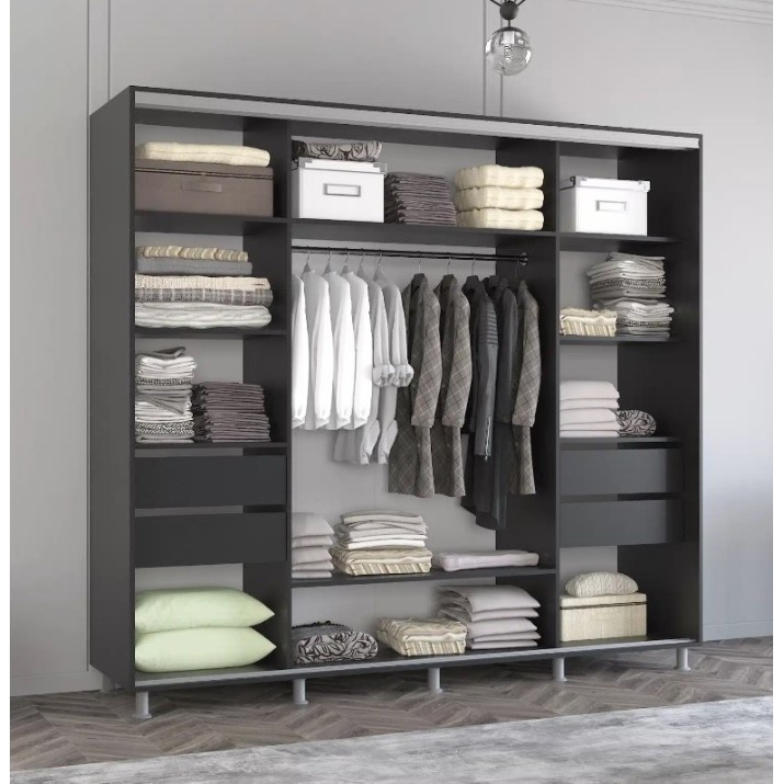 Dulap cu uşi glisante Mobildor-Lux Aron 250x240 Anthracite (aron3716) K3