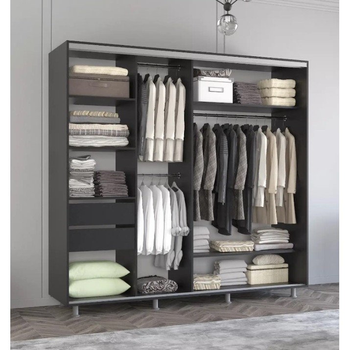 Шкаф-купе Mobildor-Lux Aron Chipboard/Mirror 210x230 Anthracite (aron1828)