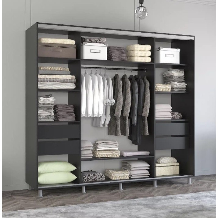 Dulap cu uşi glisante Mobildor-Lux Aron 270x240 Anthracite (aron3732)
