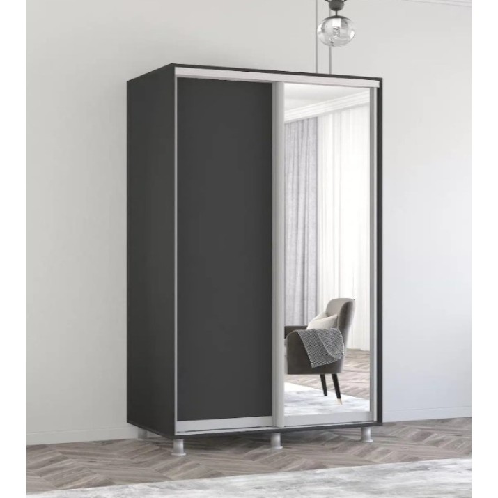 Шкаф-купе Mobildor-Lux Aron-P Chipboard/Mirror 130x240 Anthracite (00010723)
