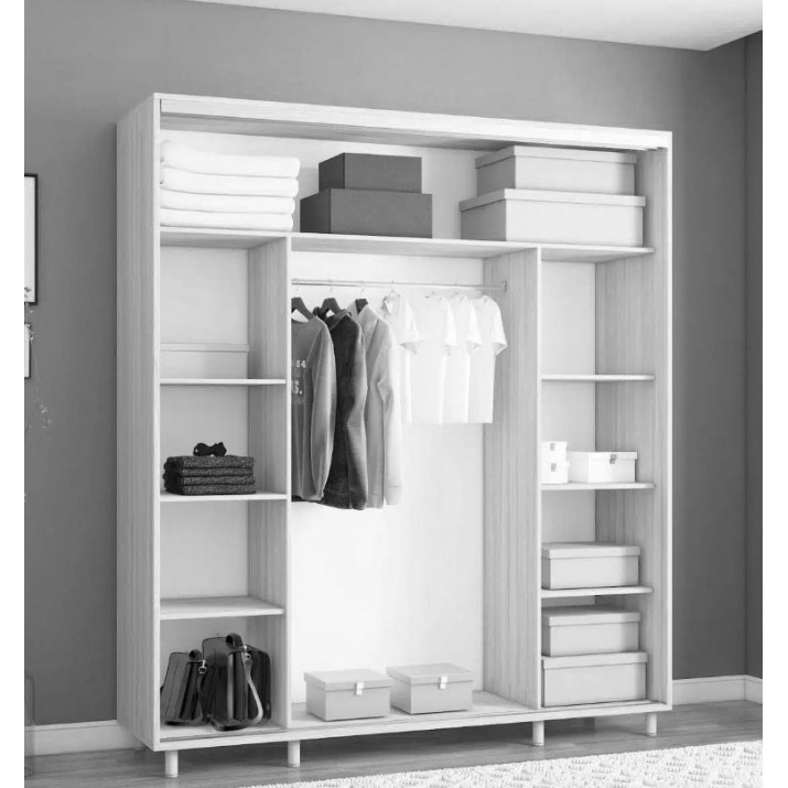 Dulap cu uşi glisante Mobildor-Lux Aron-P Chipboard/Mirror 190x220 Anthracite (00010632)