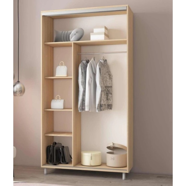Dulap cu uşi glisante Mobildor-Lux Aron-P Chipboard/Mirror 100x210 Oak Sonoma (00010738)