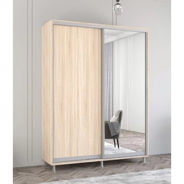 Dulap cu uşi glisante Mobildor-Lux Aron-P Chipboard/Mirror 180x220 Oak Sonoma (00010755)
