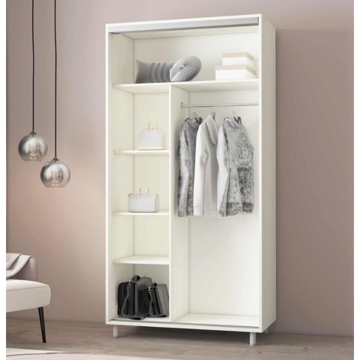 Dulap cu uşi glisante Mobildor-Lux Aron-P Chipboard/Mirror 120x200 White (00010641)