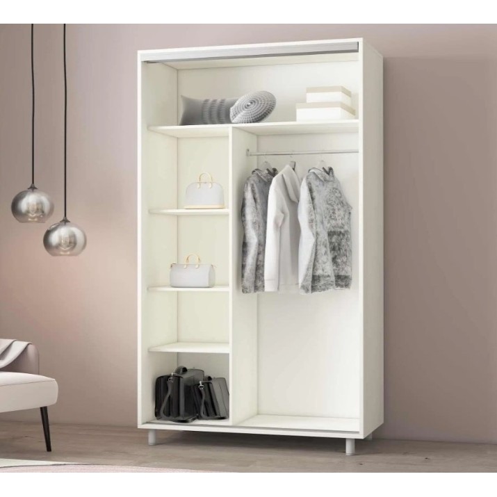 Шкаф-купе Mobildor-Lux Aron-P Chipboard/Mirror 130x200 White (00010642)