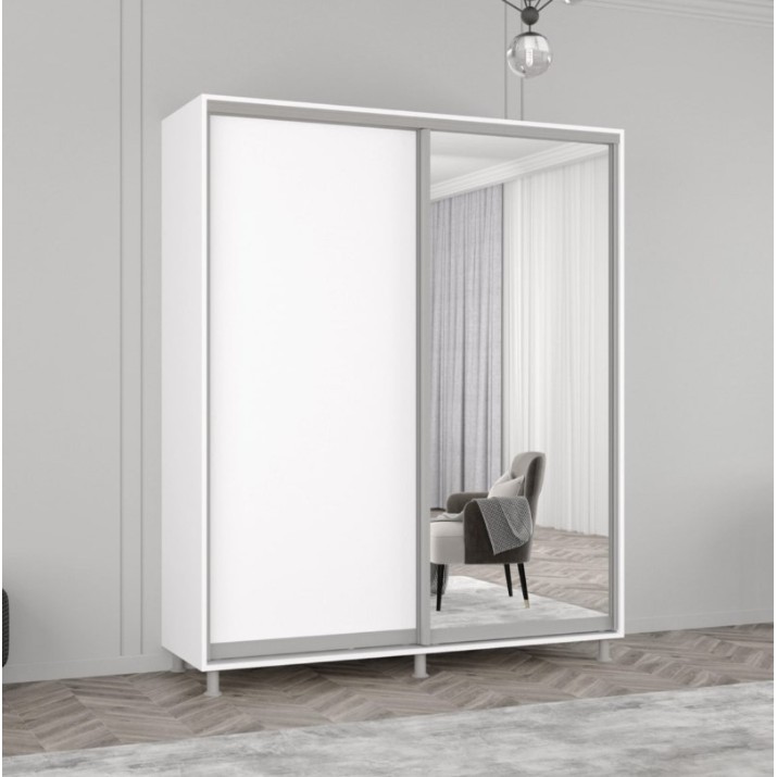 Шкаф-купе Mobildor-Lux Aron-P Chipboard/Mirror 130x200 White (00010642)
