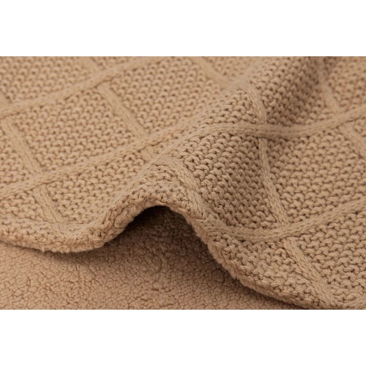 Pătura Jollein Check Knit Biscuit/Teddy Fleece 75x100 (517-511-68041)