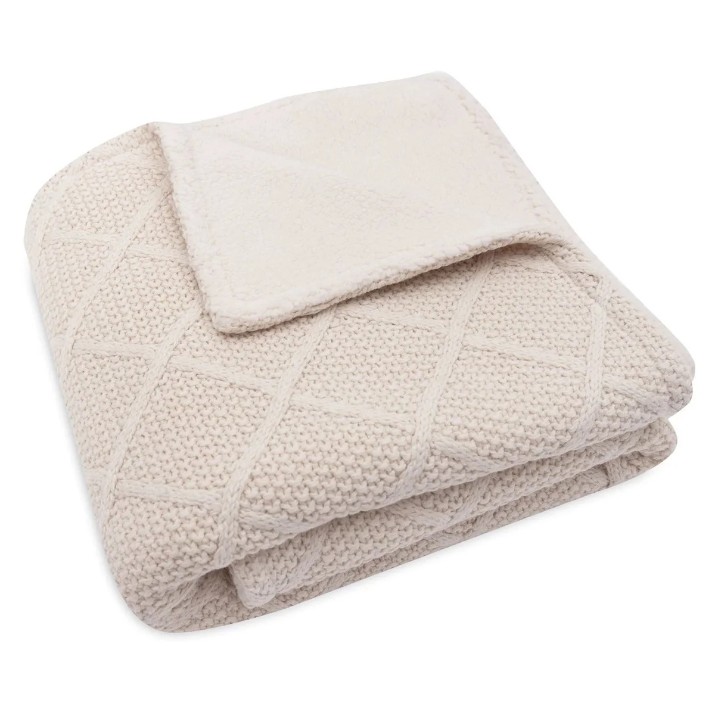 Pătura Jollein Check Knit Oatmeal/Teddy Fleece 75x100 (517-511-68040)
