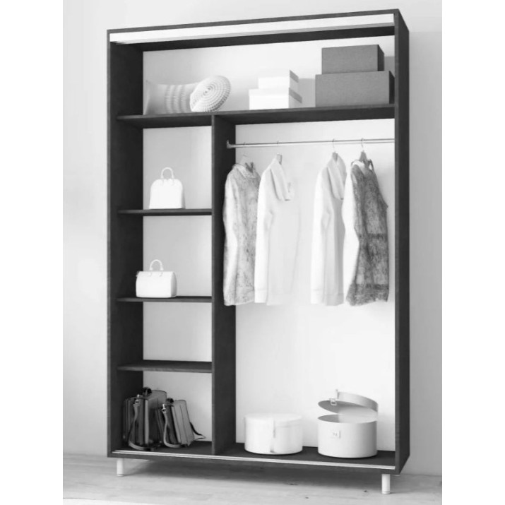 Dulap cu uşi glisante Mobildor-Lux Aron-P 140x230 Anthracite (aronp3475)