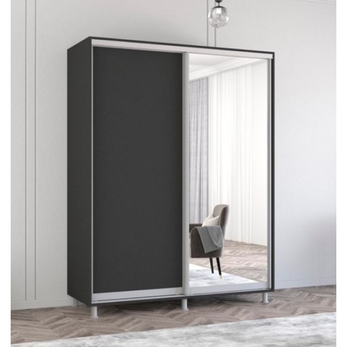 Шкаф-купе Mobildor-Lux Aron-S Chipboard/Mirror 160x200 Anthracite (00013760)
