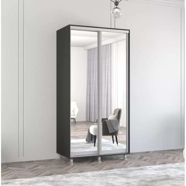 Dulap cu uşi glisante Mobildor-Lux Aron-S Mirror 110x210 Anthracite (arons4919)