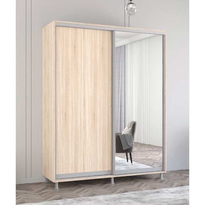 Шкаф-купе Mobildor-Lux Aron-S Chipboard/Mirror 130x240 Oak Sonoma (00013838)