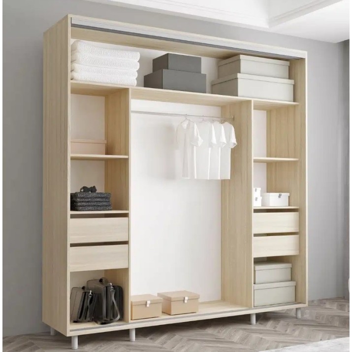 Dulap cu uşi glisante Mobildor-Lux Aron-S Chipboard/Mirror 190x200 Oak Sonoma (arons9864)