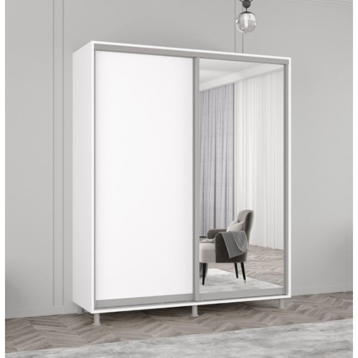 Шкаф-купе Mobildor-Lux Aron-S Chipboard/Mirror 170x220 White (00013734)