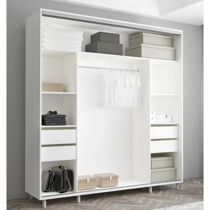 Dulap cu uşi glisante Mobildor-Lux Aron-S Chipboard/Mirror 200x200 White (arons9874)