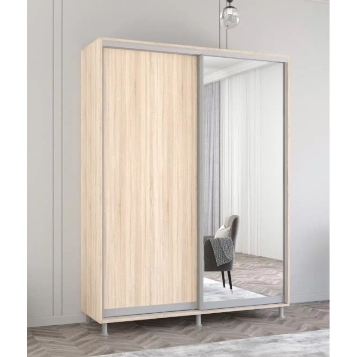 Dulap cu uşi glisante Mobildor-Lux Aron Chipboard/Mirror 190x200 Oak Sonoma (aron1836)