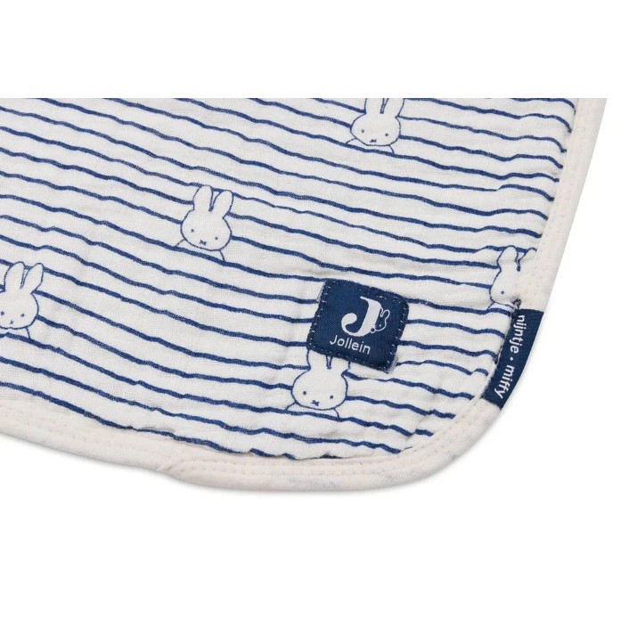 Plapumă pentru bebeluși Jollein Muslin Miffy Stripe Navy 75x100 (521-511-68008)