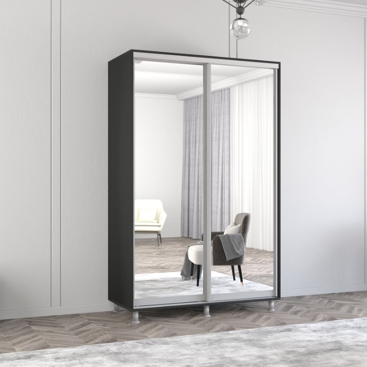 Dulap cu uşi glisante Mobildor-Lux Aron Mirror 150x230 Anthracite (aron1876)