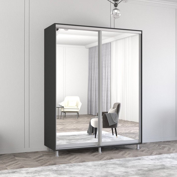 Dulap cu uşi glisante Mobildor-Lux Aron Mirror 170x200 Anthracite (aron1600)