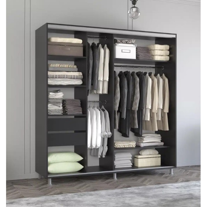 Dulap cu uşi glisante Mobildor-Lux Aron Mirror 220x230 Anthracite (aron1635)