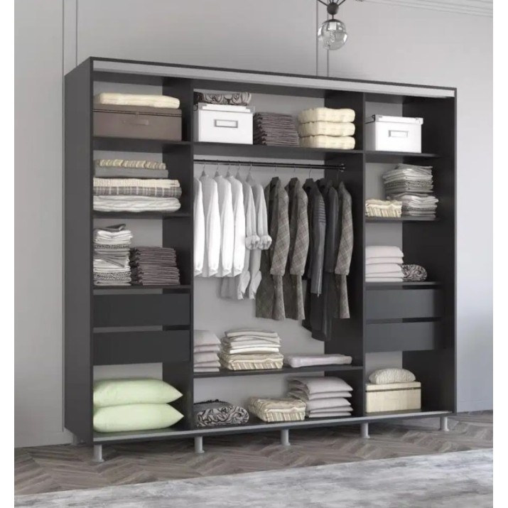 Dulap cu uşi glisante Mobildor-Lux Aron Mirror 270x210 Anthracite (aron3697)