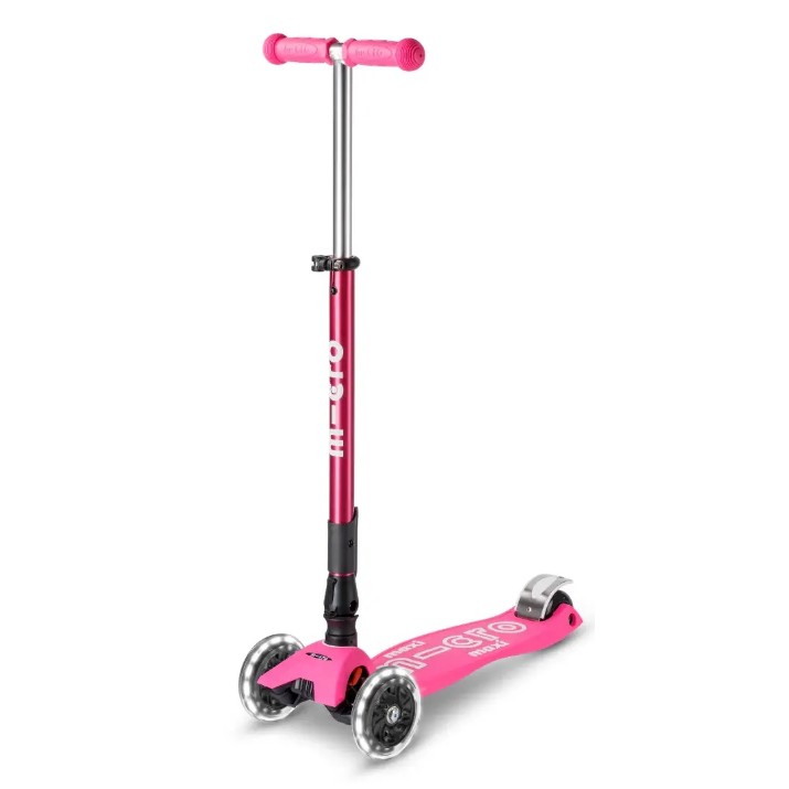 Trotinetă Micro Maxi Deluxe Foldable LED Shocking Pink (MMD096)