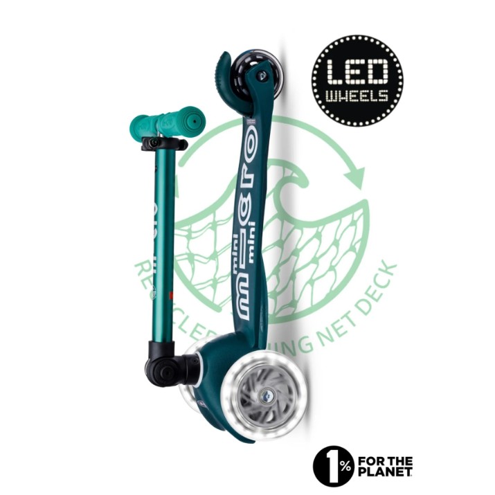 Самокат Micro Mini Deluxe Foldable Eco LED Green (MMD222)