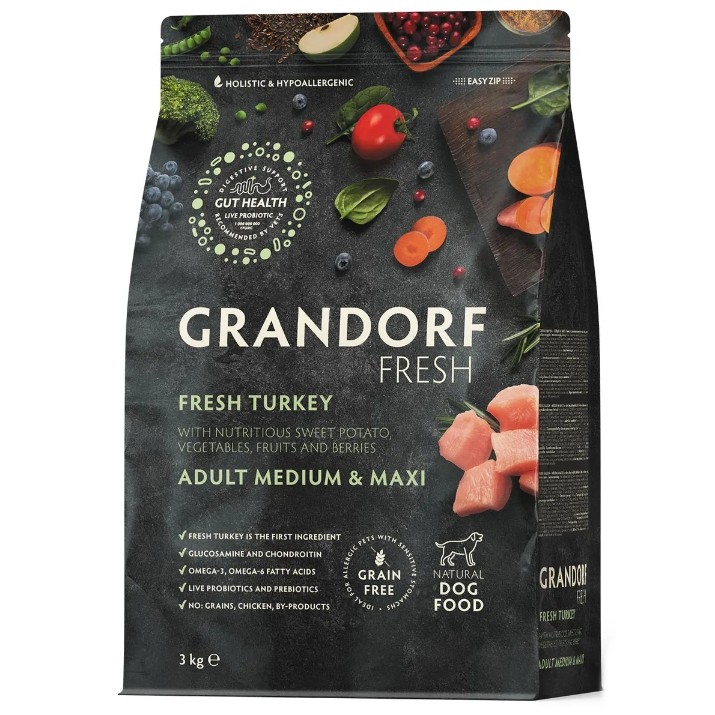 Hrană uscată pentru câini Grandorf Fresh Adult Medium & Maxi Turkey & Sweet Potato 3kg