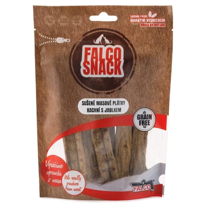 Snackuri pentru câini Falco Dried Meat Slices Duck with Apple 100g