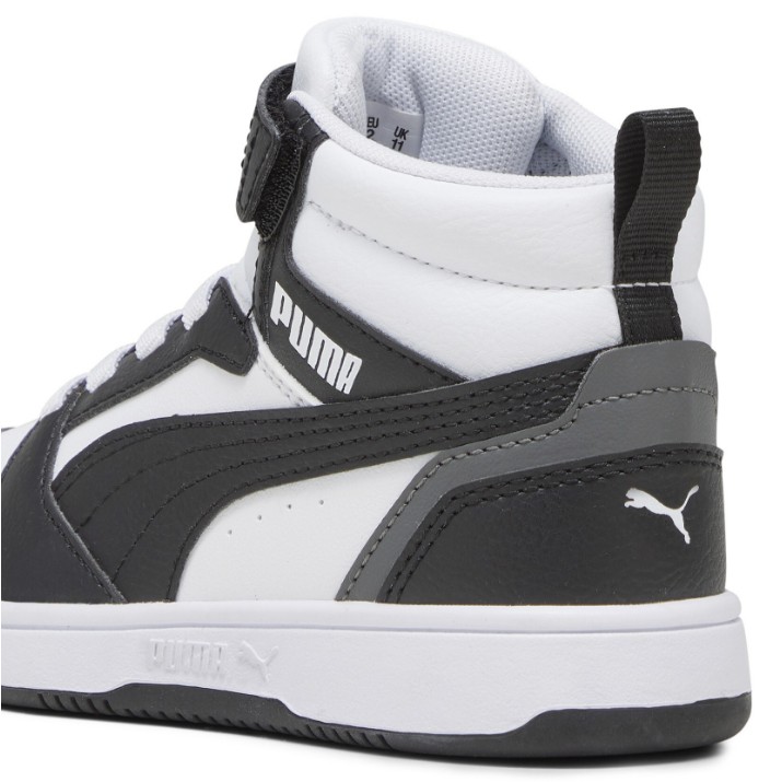 Bocanci pentru copii Puma Rebound V6 Mid Ac+ Ps Puma White/Black/Shadow Gray, s.28