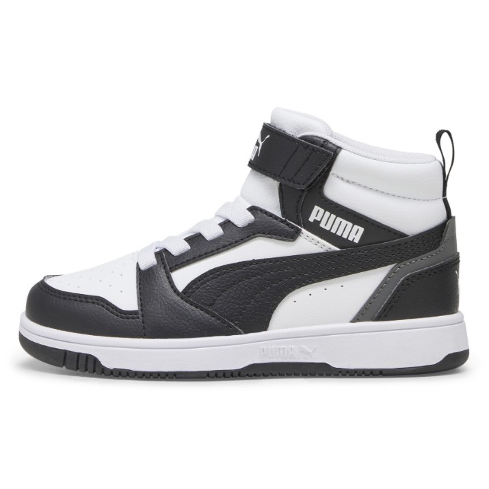 Ботинки детские Puma Rebound V6 Mid Ac+ Ps Puma White/Black/Shadow Gray, s.32.5