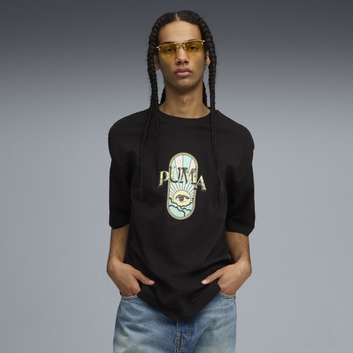Tricou bărbătesc Puma Graphic Fest Boxy Tee Puma Black, s.M
