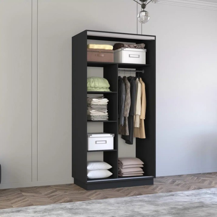 Dulap cu uşi glisante Mobildor-Lux Fox Chipboard/Mirror 120x220 Anthracite (fox6313)