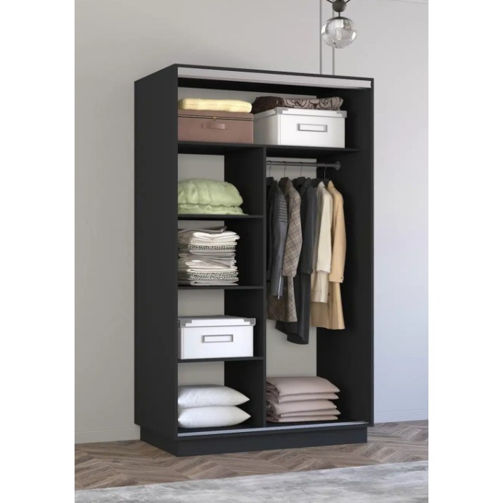 Dulap cu uşi glisante Mobildor-Lux Fox Chipboard/Mirror 130x230 Anthracite (fox6024)