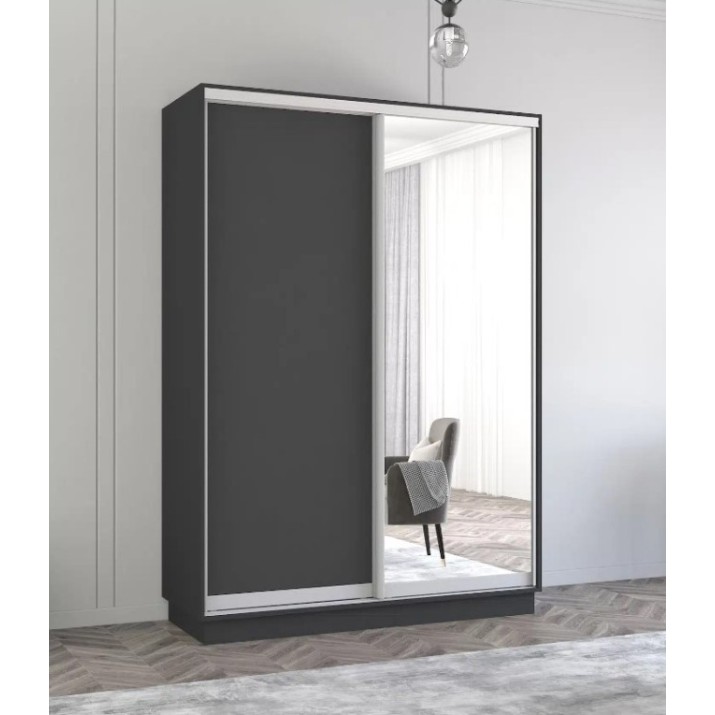 Dulap cu uşi glisante Mobildor-Lux Fox Chipboard/Mirror 140x220 Anthracite (fox5495)