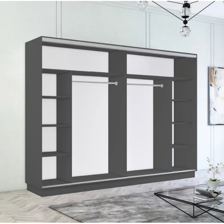 Dulap cu uşi glisante Mobildor-Lux Fox Chipboard/Mirror 340x240 Anthracite (fox7268)