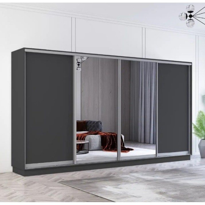 Шкаф-купе Mobildor-Lux Fox Chipboard/Mirror 380x210 Anthracite (fox7016)