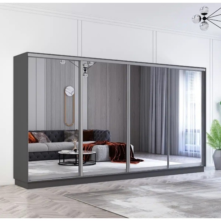 Dulap cu uşi glisante Mobildor-Lux Fox Mirror 370x210 Anthracite (fox7096)